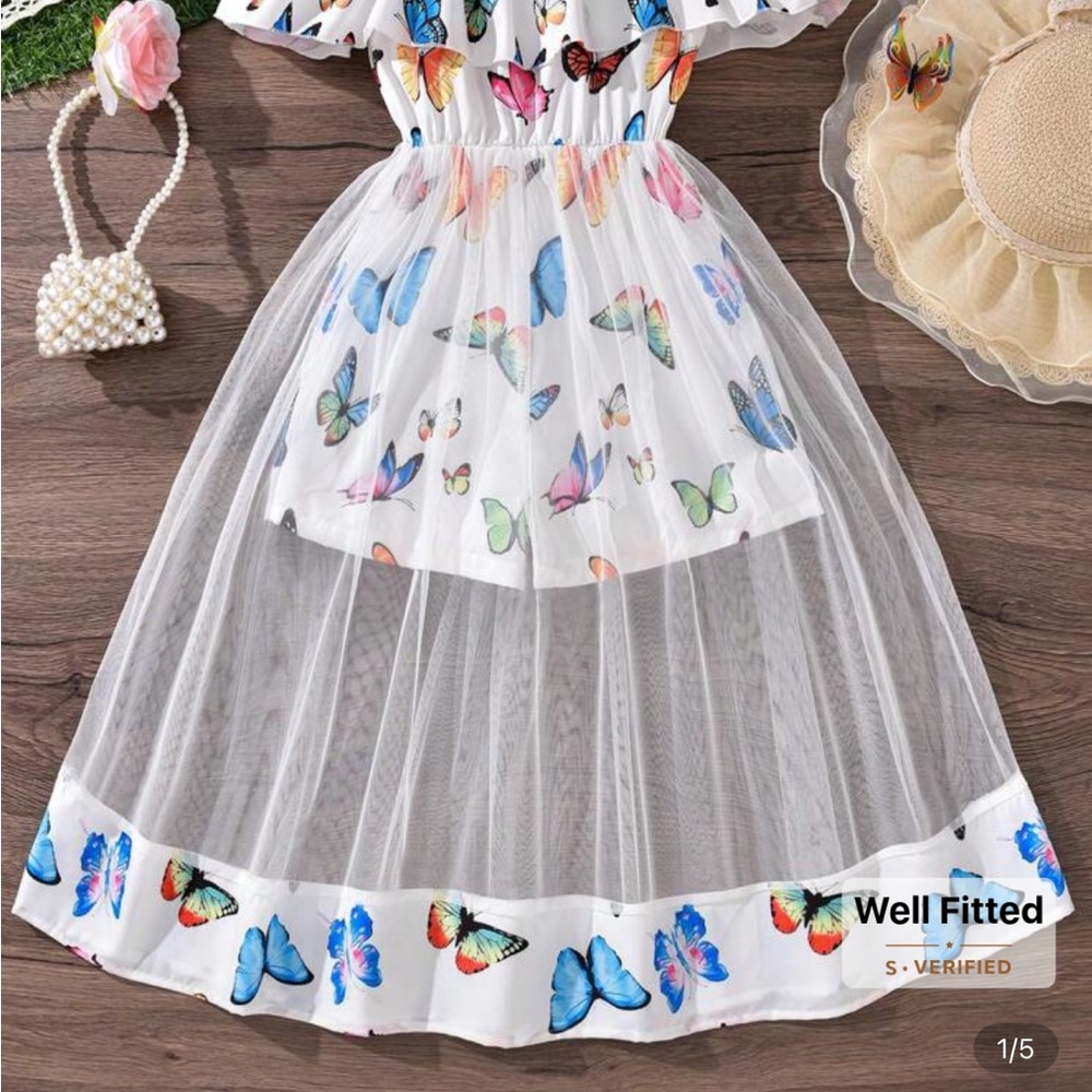 SHEIN Multicolor Butterfly Kids Dress